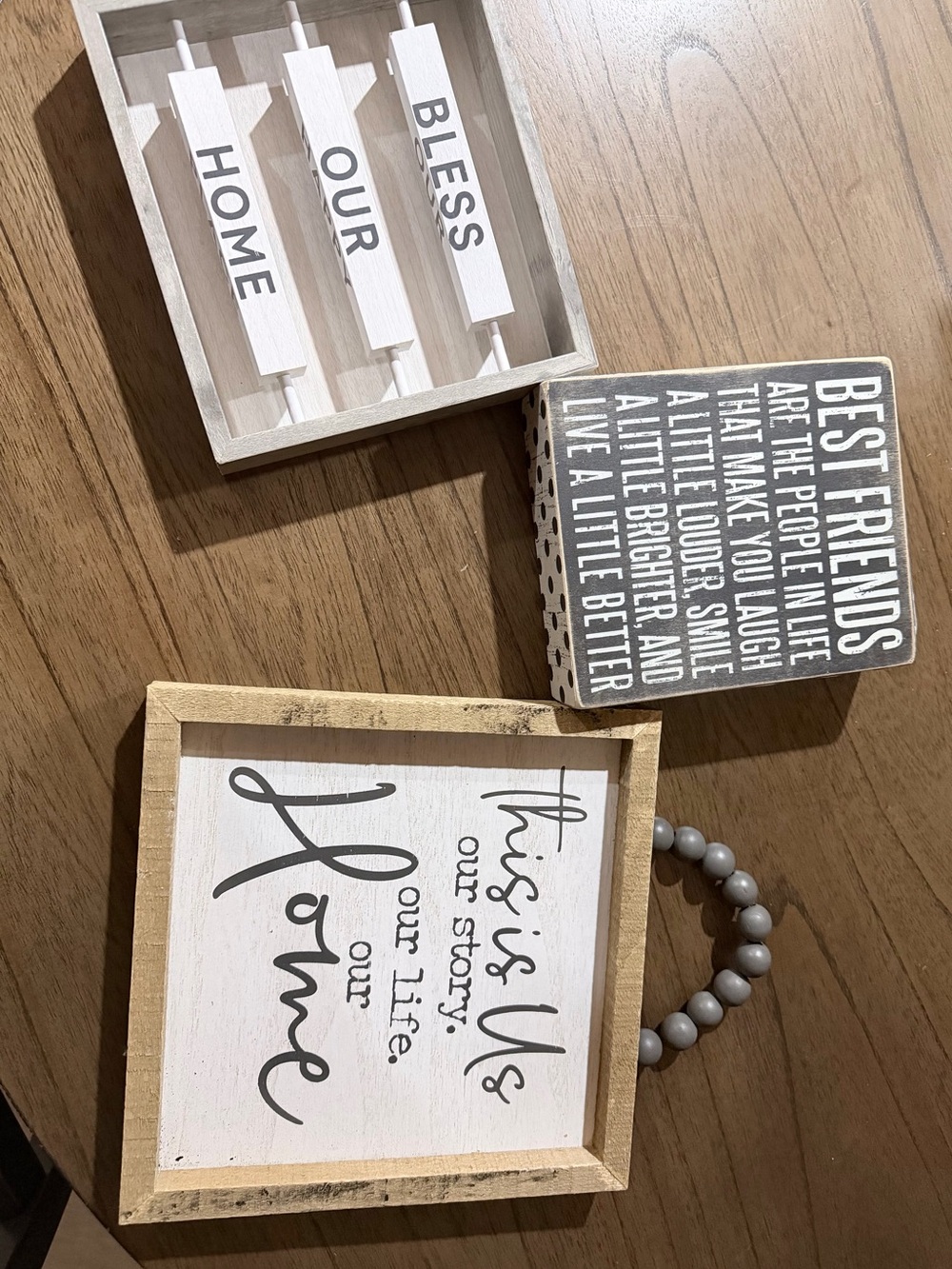 Neutral White & Gray Rustic Wall Sign Trio by